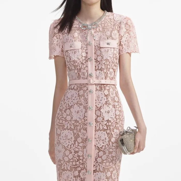 Self Portrait Dresses Pink Lace Diamante Bow Midi Dress 8211 Women Self Portrait Dresses Pink Lace Diamante Bow Midi Dress 8211 Women