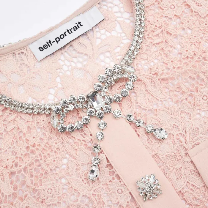 Self Portrait Dresses Pink Lace Diamante Bow Midi Dress 8211 Women Self Portrait Dresses Pink Lace Diamante Bow Midi Dress 8211 Women
