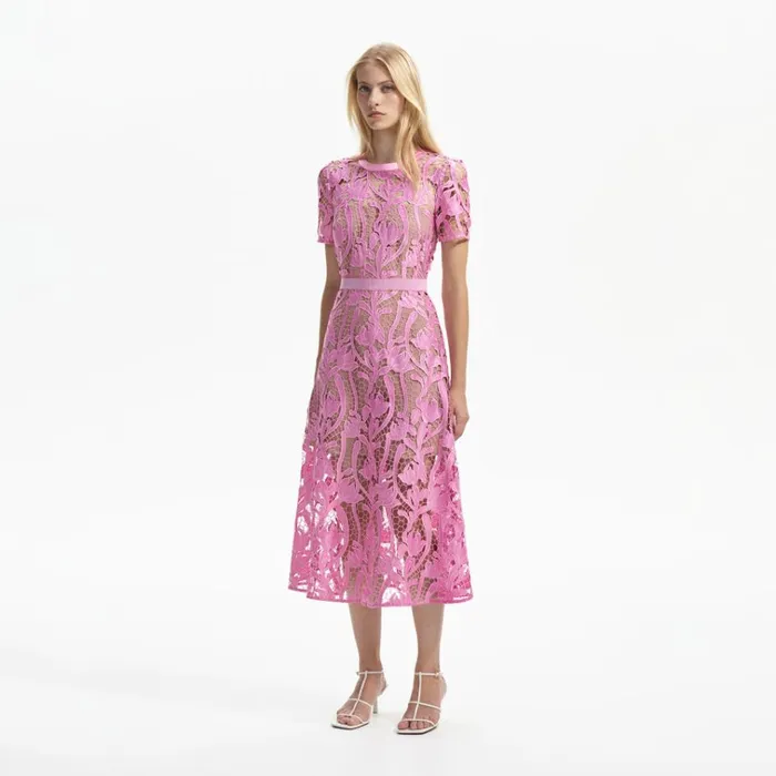 Self Portrait Dresses Pink Lace Midi Dress 8211 Women Self Portrait Dresses Pink Lace Midi Dress 8211 Women