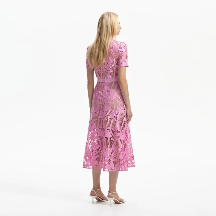 Self Portrait Dresses Pink Lace Midi Dress 8211 Women Self Portrait Dresses Pink Lace Midi Dress 8211 Women