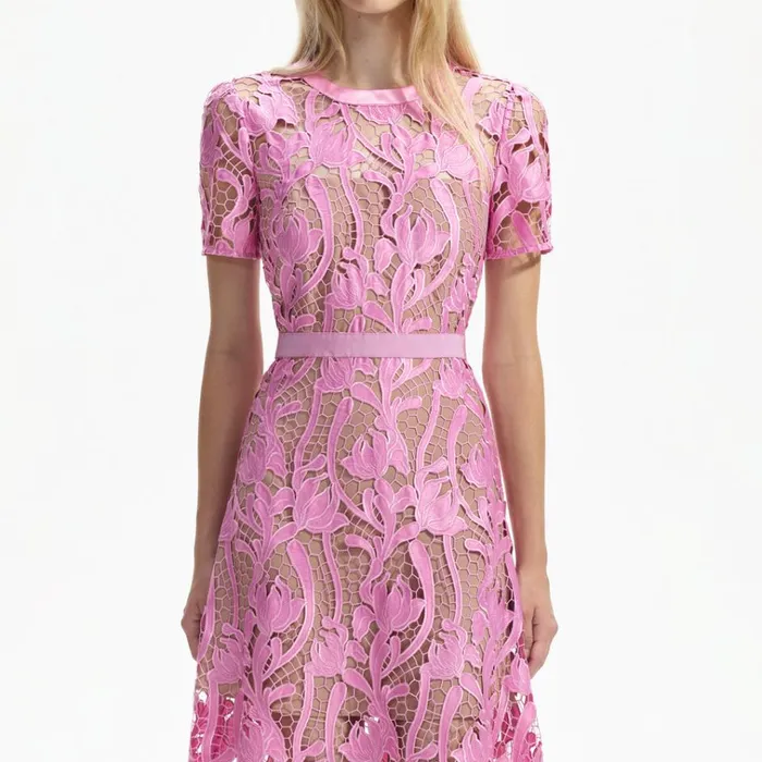 Self Portrait Dresses Pink Lace Midi Dress 8211 Women Self Portrait Dresses Pink Lace Midi Dress 8211 Women
