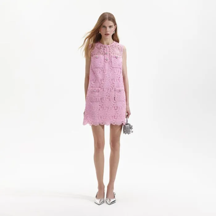 Self Portrait Dresses Pink Lace Mini Dress 8211 Women