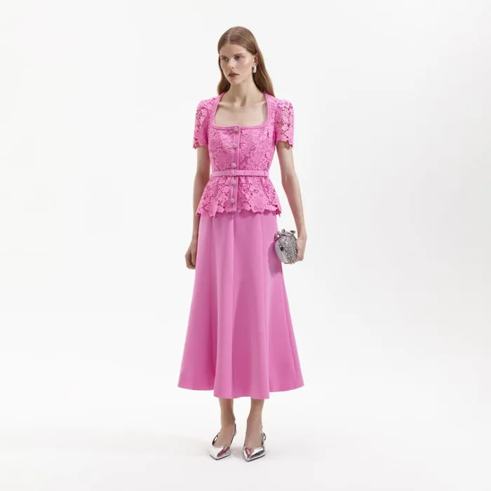 Self Portrait Dresses Pink Lace Tailored Midi Dress 8211 Women Self Portrait Dresses Pink Lace Tailored Midi Dress 8211 Women
