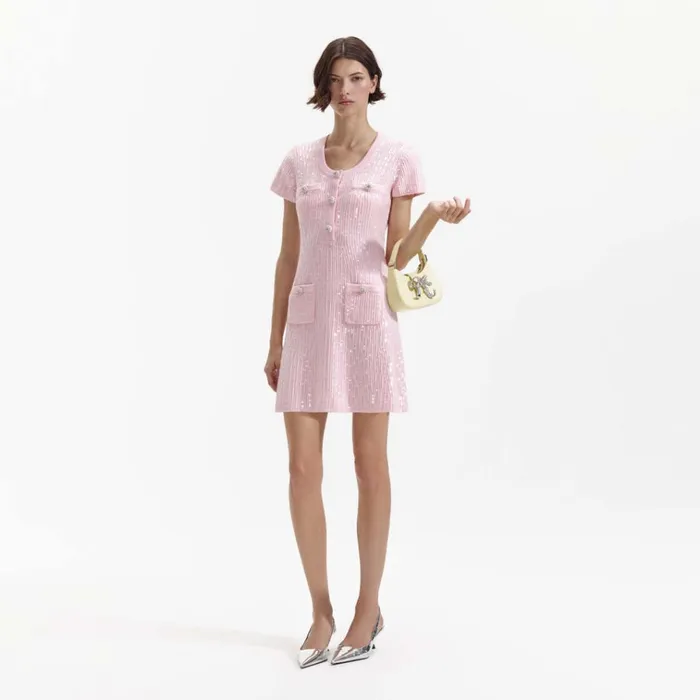 Self Portrait Dresses Pink Sequin Knit Mini Dress 8211 Women Self Portrait Dresses Pink Sequin Knit Mini Dress 8211 Women