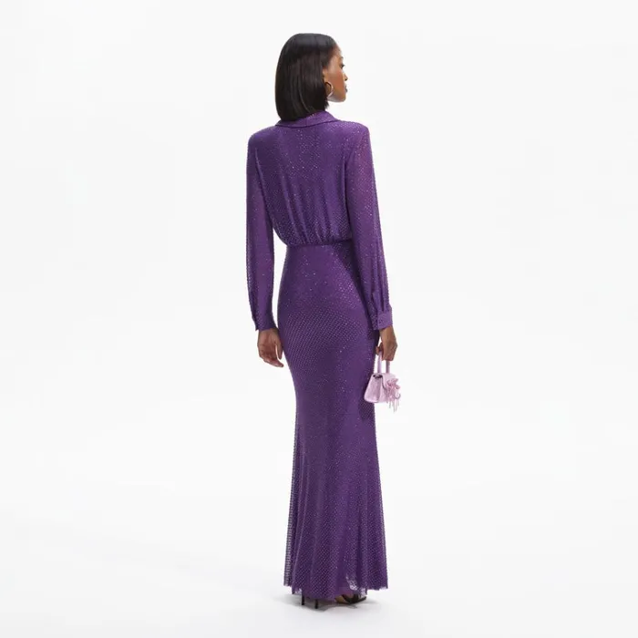 Self Portrait Dresses Purple Rhinestone Mesh Maxi Dress 8211 Women Self Portrait Dresses Purple Rhinestone Mesh Maxi Dress 8211 Women