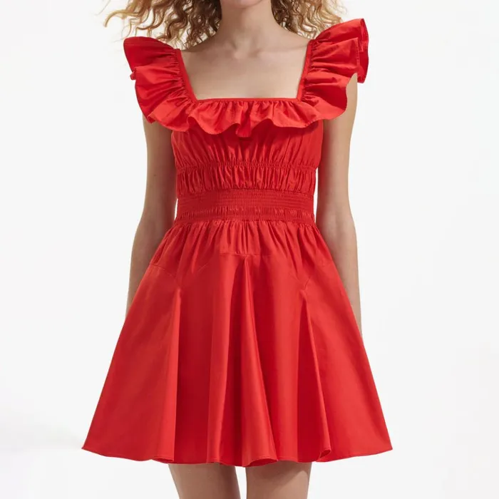 Self Portrait Dresses Red Cotton Ruffle Mini Dress 8211 Women Self Portrait Dresses Red Cotton Ruffle Mini Dress 8211 Women