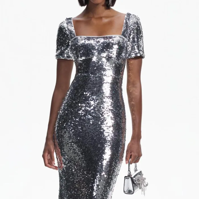 Self Portrait Dresses Silver Sequin Maxi Dress 8211 Women Self Portrait Dresses Silver Sequin Maxi Dress 8211 Women