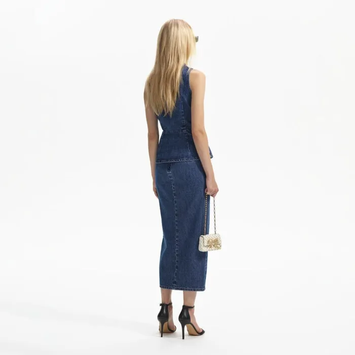 Self Portrait Dresses Sleeveless Denim Midi Dress 8211 Women Self Portrait Dresses Sleeveless Denim Midi Dress 8211 Women