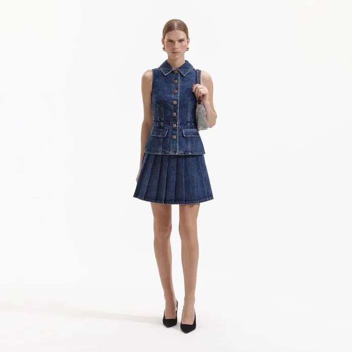 Self Portrait Dresses Tailored Denim Mini Dress 8211 Women