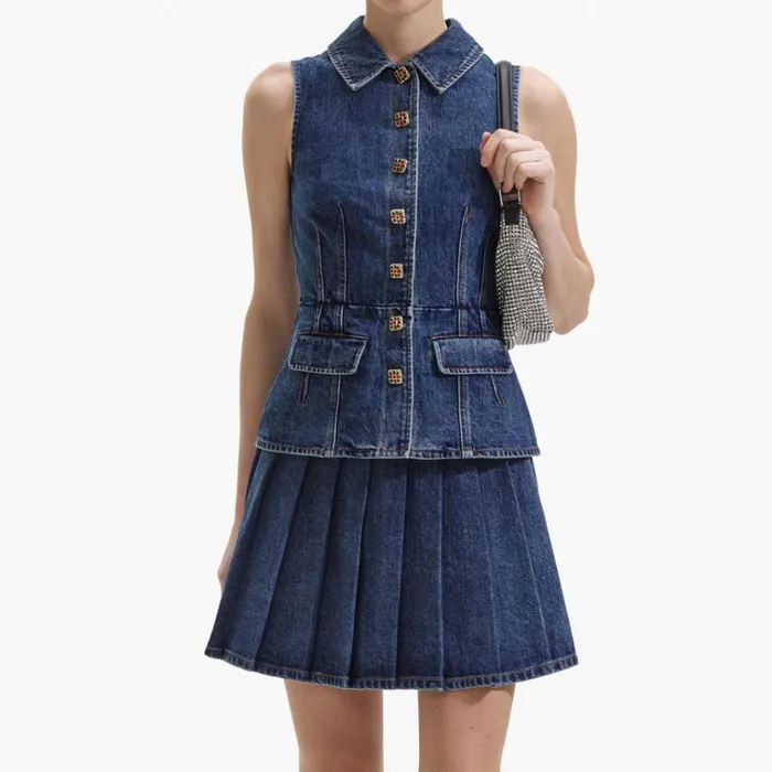 Self Portrait Dresses Tailored Denim Mini Dress 8211 Women Self Portrait Dresses Tailored Denim Mini Dress 8211 Women