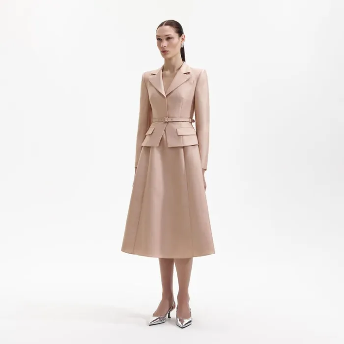 Self Portrait Dresses Tailored Taffeta Midi Dress 8211 Women Self Portrait Dresses Tailored Taffeta Midi Dress 8211 Women