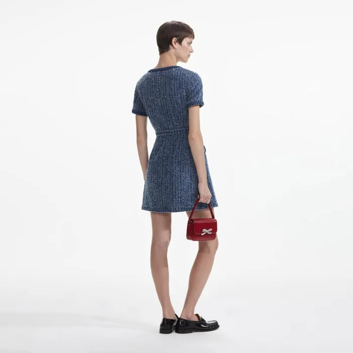 Self Portrait Dresses Textured Denim Short Sleeve Mini Dress 8211 Women Self Portrait Dresses Textured Denim Short Sleeve Mini Dress 8211 Women