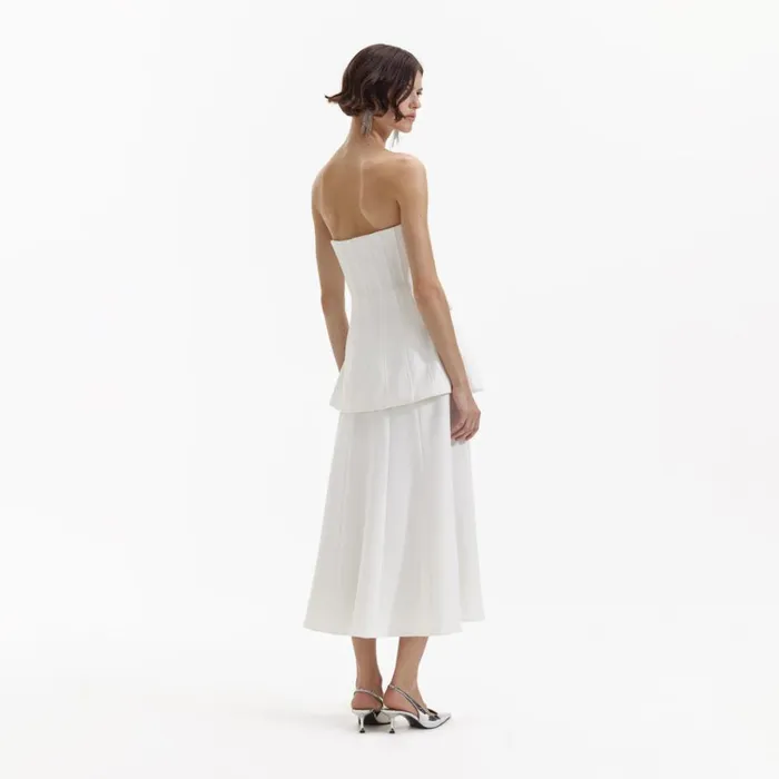 Self Portrait Dresses White Bandeau Crepe Midi Dress 8211 Women Self Portrait Dresses White Bandeau Crepe Midi Dress 8211 Women