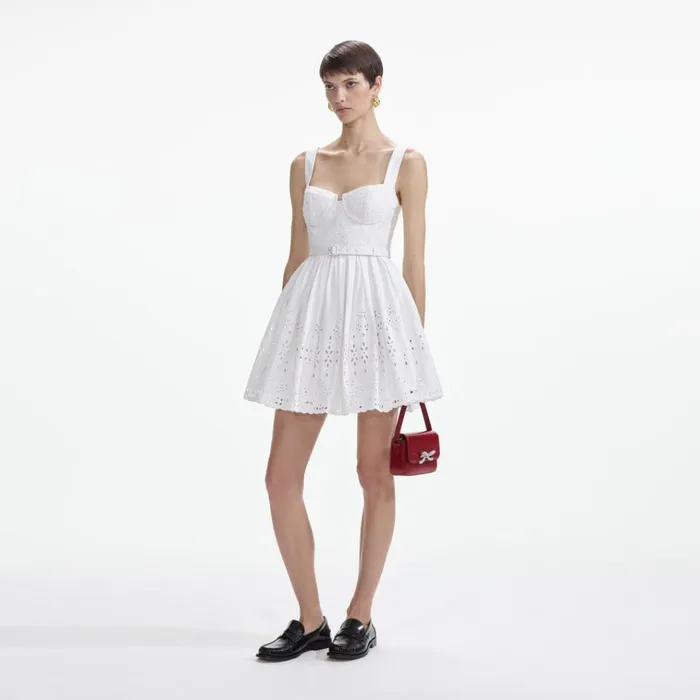 Self Portrait Dresses White Cotton Broderie Mini Dress 8211 Women Self Portrait Dresses White Cotton Broderie Mini Dress 8211 Women
