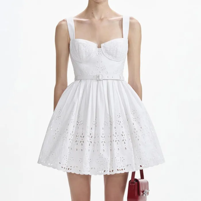 Self Portrait Dresses White Cotton Broderie Mini Dress 8211 Women Self Portrait Dresses White Cotton Broderie Mini Dress 8211 Women