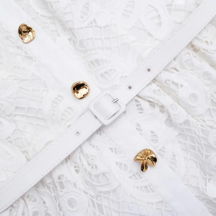 Self Portrait Dresses White Cotton Lace Button Midi Dress 8211 Women Self Portrait Dresses White Cotton Lace Button Midi Dress 8211 Women