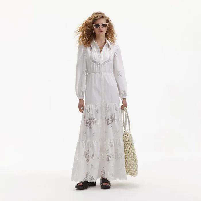 Self Portrait Dresses White Cotton Maxi Dress 8211 Women