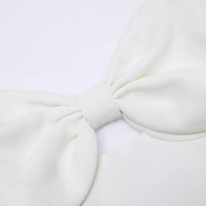 Self Portrait Dresses White Crepe Bow Midi Dress 8211 Women Self Portrait Dresses White Crepe Bow Midi Dress 8211 Women