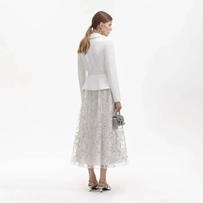 Self Portrait Dresses White Crepe Embellished Midi Dress 8211 Women Self Portrait Dresses White Crepe Embellished Midi Dress 8211 Women