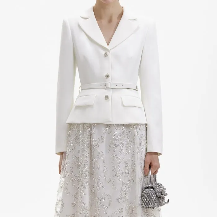 Self Portrait Dresses White Crepe Embellished Midi Dress 8211 Women Self Portrait Dresses White Crepe Embellished Midi Dress 8211 Women