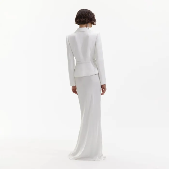 Self Portrait Dresses White Crepe Tailored Maxi Dress 8211 Women Self Portrait Dresses White Crepe Tailored Maxi Dress 8211 Women