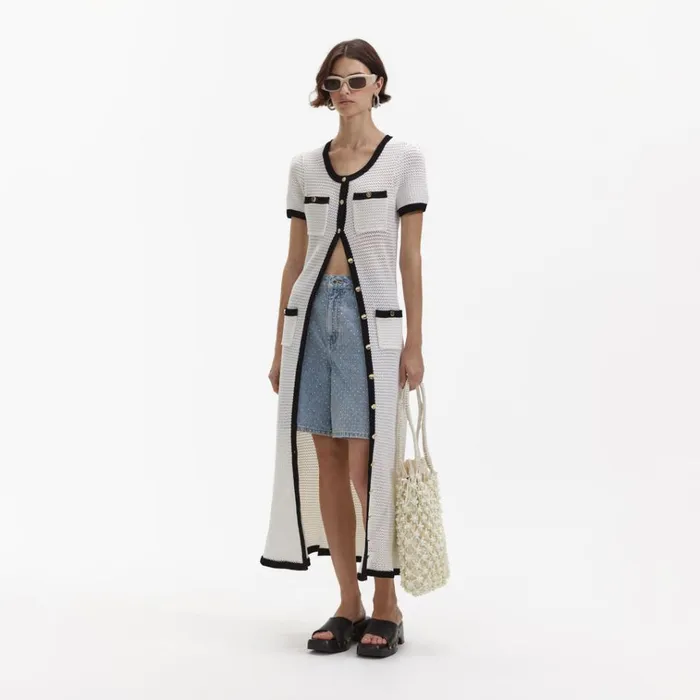 Self Portrait Dresses White Crochet Midi Dress 8211 Women Self Portrait Dresses White Crochet Midi Dress 8211 Women