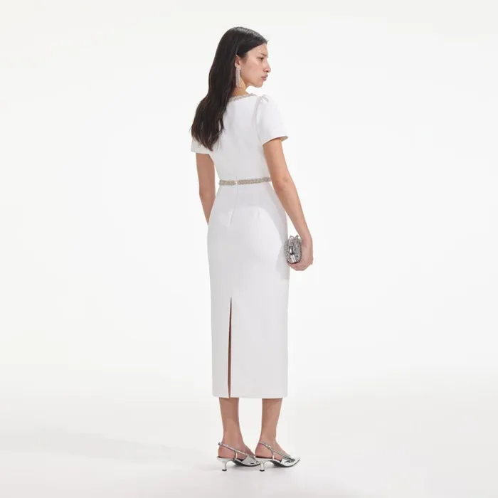 Self Portrait Dresses White Diamante Bow Trim Midi Dress 8211 Women Self Portrait Dresses White Diamante Bow Trim Midi Dress 8211 Women
