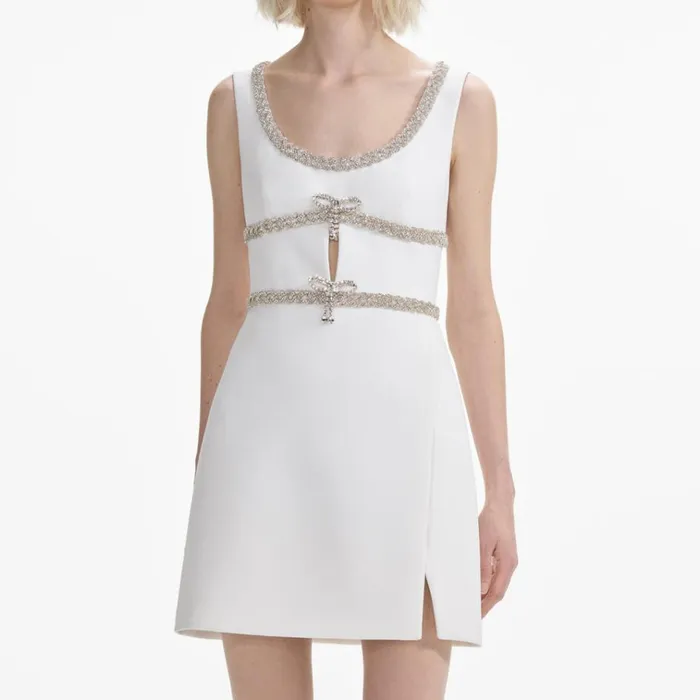 Self Portrait Dresses White Diamante Bow Trim Mini Dress 8211 Women Self Portrait Dresses White Diamante Bow Trim Mini Dress 8211 Women