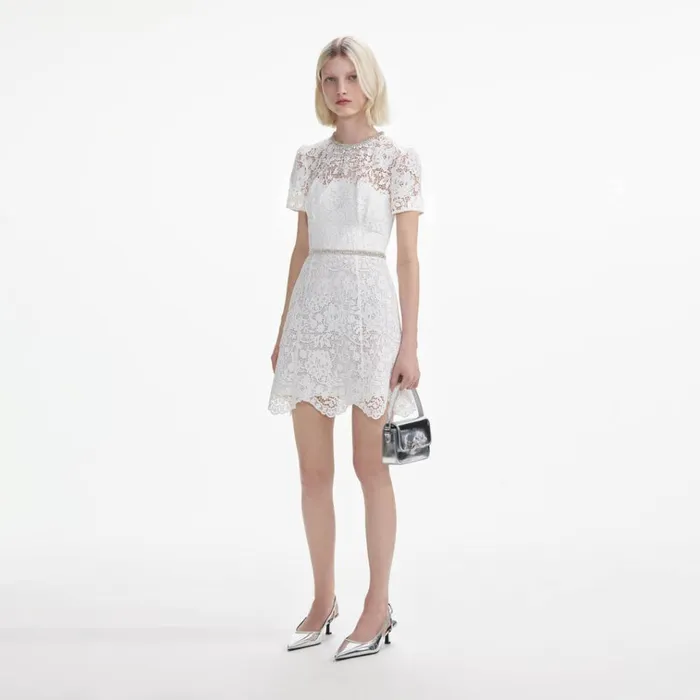 Self Portrait Dresses White Lace Diamante Mini Dress 8211 Women Self Portrait Dresses White Lace Diamante Mini Dress 8211 Women