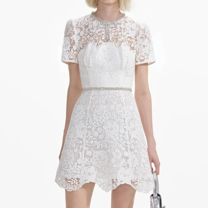 Self Portrait Dresses White Lace Diamante Mini Dress 8211 Women Self Portrait Dresses White Lace Diamante Mini Dress 8211 Women