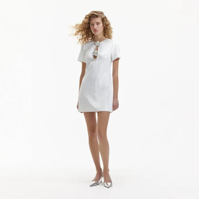 Self Portrait Dresses White Sequin Mini Dress 8211 Women Self Portrait Dresses White Sequin Mini Dress 8211 Women