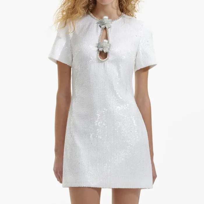 Self Portrait Dresses White Sequin Mini Dress 8211 Women Self Portrait Dresses White Sequin Mini Dress 8211 Women