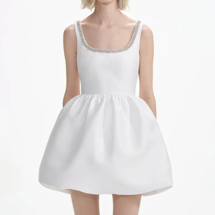 Self Portrait Dresses White Taffeta Diamante Mini Dress 8211 Women Self Portrait Dresses White Taffeta Diamante Mini Dress 8211 Women