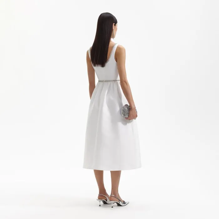Self Portrait Dresses White Taffeta Midi Dress 8211 Women Self Portrait Dresses White Taffeta Midi Dress 8211 Women