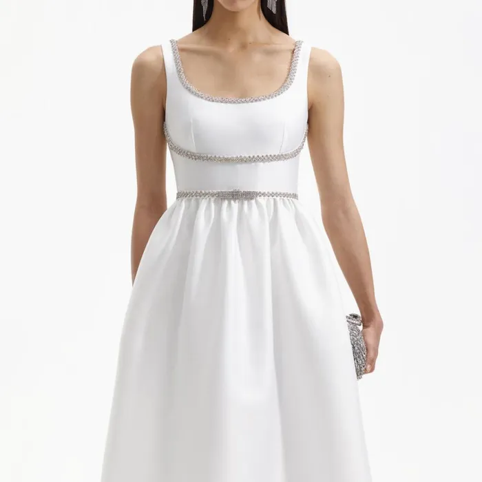 Self Portrait Dresses White Taffeta Midi Dress 8211 Women Self Portrait Dresses White Taffeta Midi Dress 8211 Women