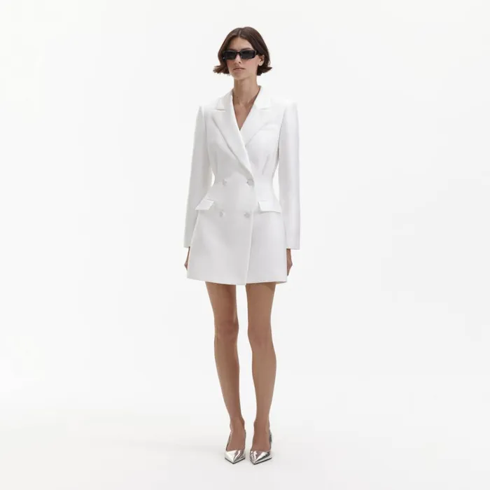 Self Portrait Dresses White Taffeta Tailored Mini Dress 8211 Women Self Portrait Dresses White Taffeta Tailored Mini Dress 8211 Women