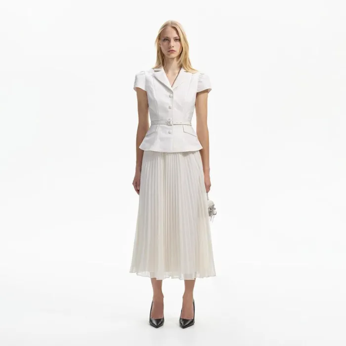 Self Portrait Dresses White Textured Midi Dress 8211 Women