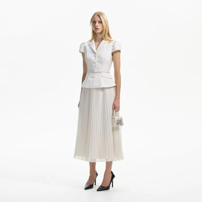 Self Portrait Dresses White Textured Midi Dress 8211 Women Self Portrait Dresses White Textured Midi Dress 8211 Women