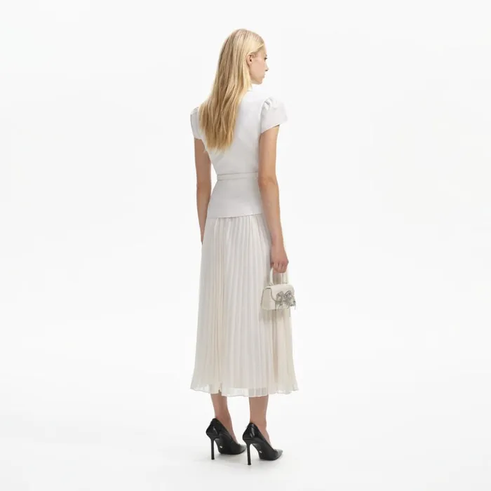 Self Portrait Dresses White Textured Midi Dress 8211 Women Self Portrait Dresses White Textured Midi Dress 8211 Women
