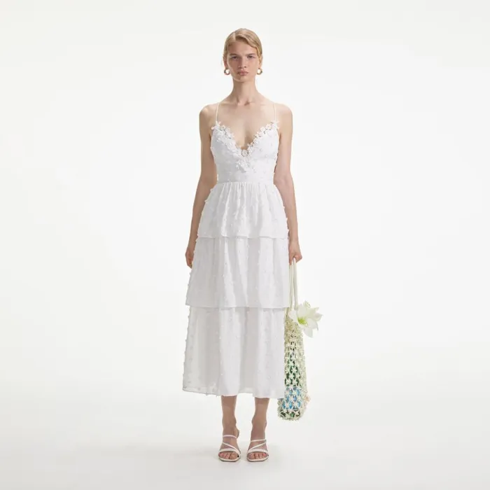 Self Portrait Dresses White Tie Back Midi Dress 8211 Women