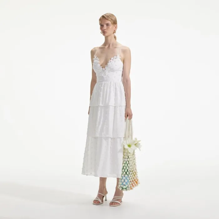 Self Portrait Dresses White Tie Back Midi Dress 8211 Women Self Portrait Dresses White Tie Back Midi Dress 8211 Women