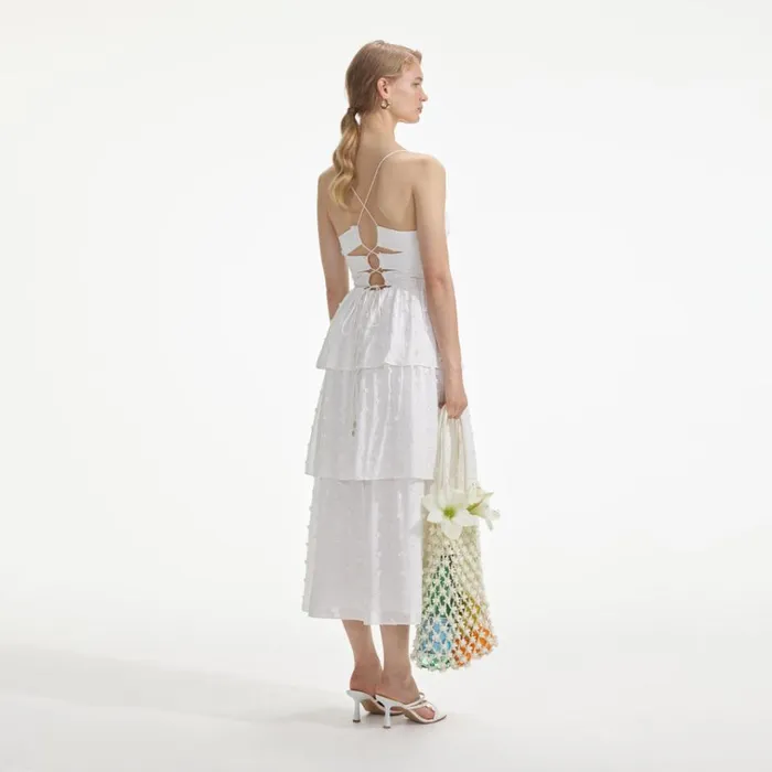 Self Portrait Dresses White Tie Back Midi Dress 8211 Women Self Portrait Dresses White Tie Back Midi Dress 8211 Women