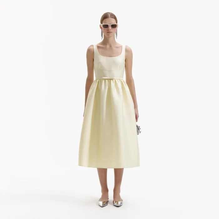 Self Portrait Dresses Yellow Taffeta Midi Dress 8211 Women