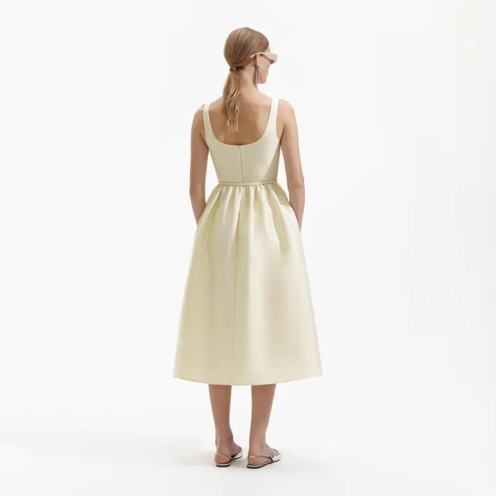 Self Portrait Dresses Yellow Taffeta Midi Dress 8211 Women Self Portrait Dresses Yellow Taffeta Midi Dress 8211 Women