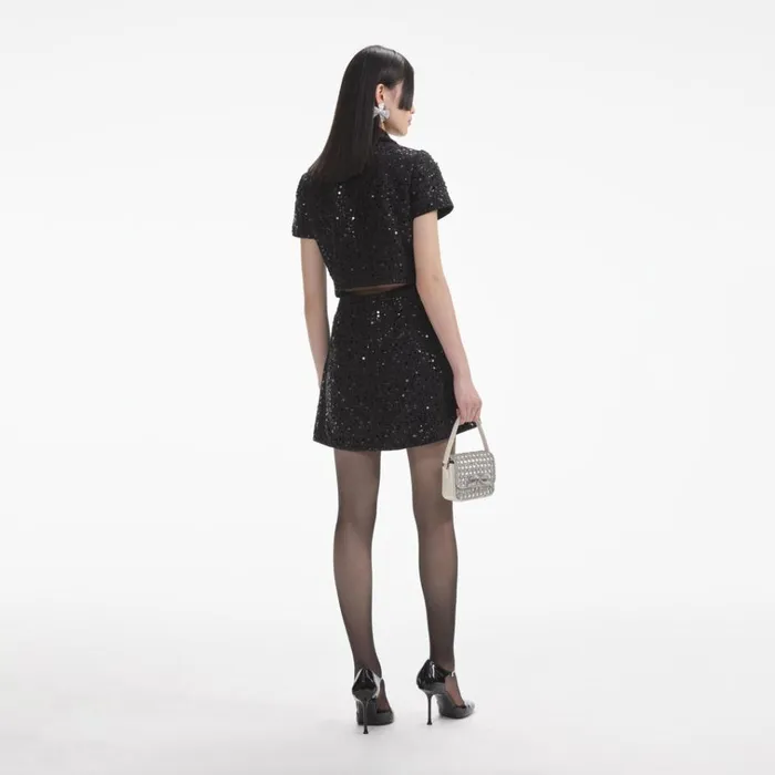 Self Portrait Exclusives Black Sequin Boucle Mini Dress 8211 Women Self Portrait Exclusives Black Sequin Boucle Mini Dress 8211 Women