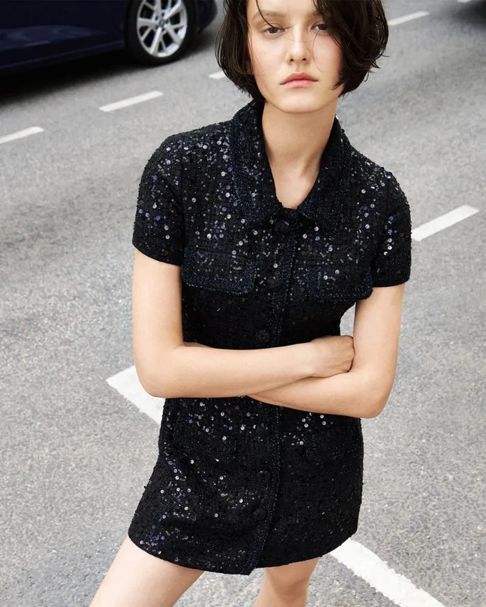 Self Portrait Exclusives Black Sequin Boucle Mini Dress 8211 Women Self Portrait Exclusives Black Sequin Boucle Mini Dress 8211 Women