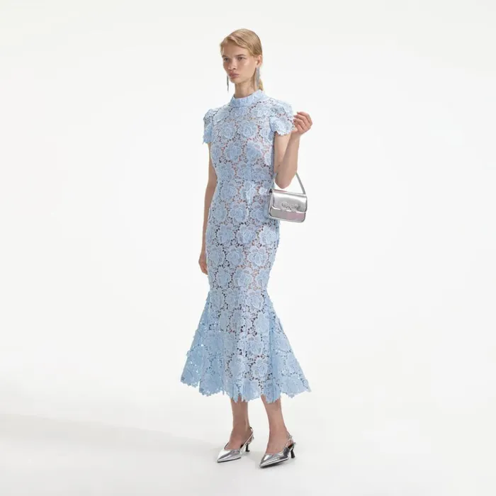 Self Portrait Exclusives Blue Flower Lace Midi Dress 8211 Women Self Portrait Exclusives Blue Flower Lace Midi Dress 8211 Women