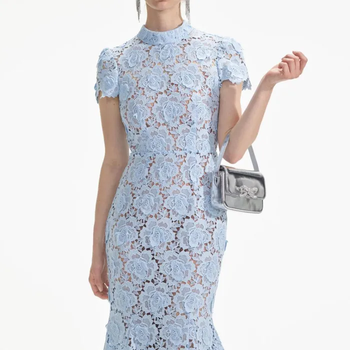 Self Portrait Exclusives Blue Flower Lace Midi Dress 8211 Women Self Portrait Exclusives Blue Flower Lace Midi Dress 8211 Women