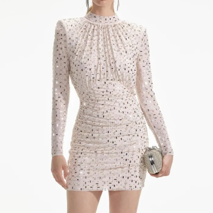 Self Portrait Exclusives Champagne Rhinestone Mesh Mini Dress 8211 Women Self Portrait Exclusives Champagne Rhinestone Mesh Mini Dress 8211 Women