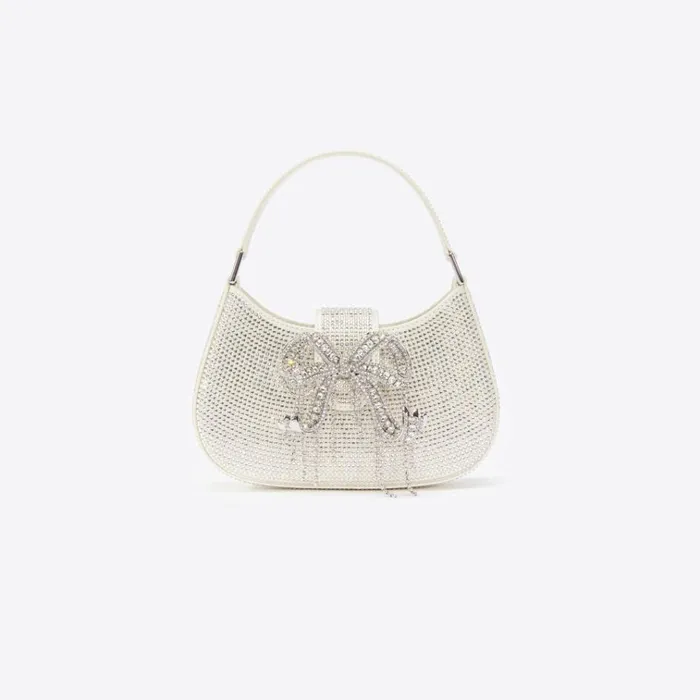 Self Portrait Exclusives Champagne Rhinestone Mini Crescent Bag 8211 Women